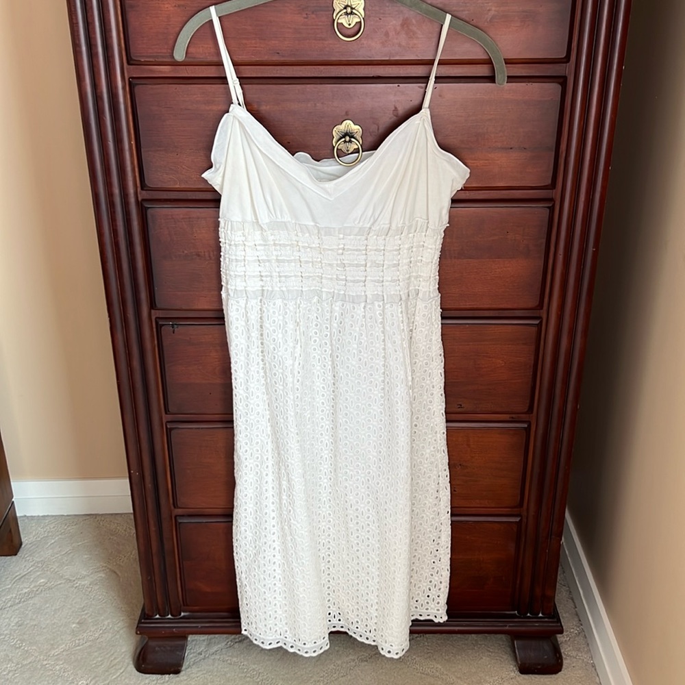 Max Studio White Cotton Eyelet Dress